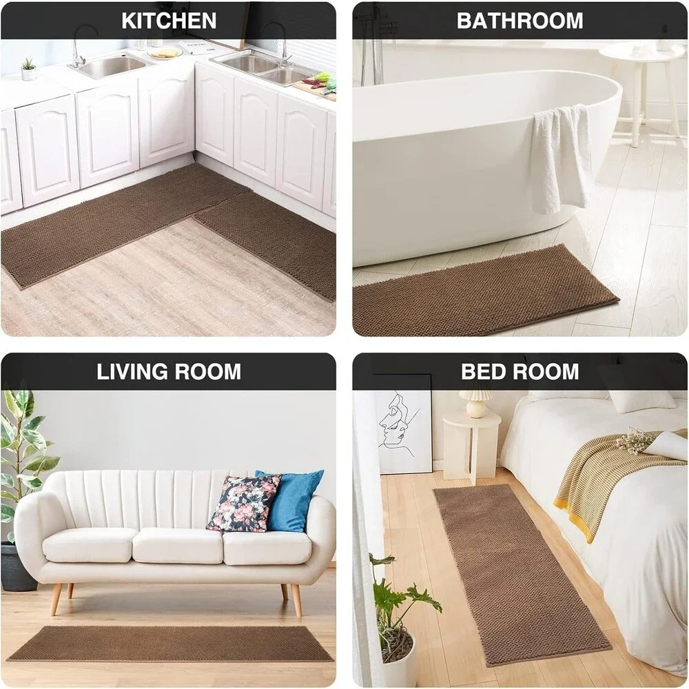 Set of 2 Bath Rugs for Bathroom Luxury Chenille Non-Slip 20